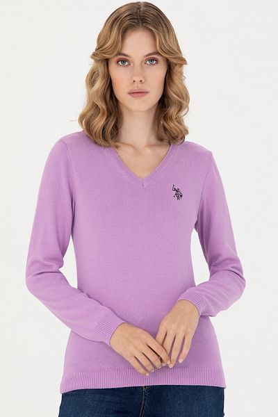U.S. Polo Assn. Базов дамски пуловер с V-образно деколте Magnolia -50276570-VR034