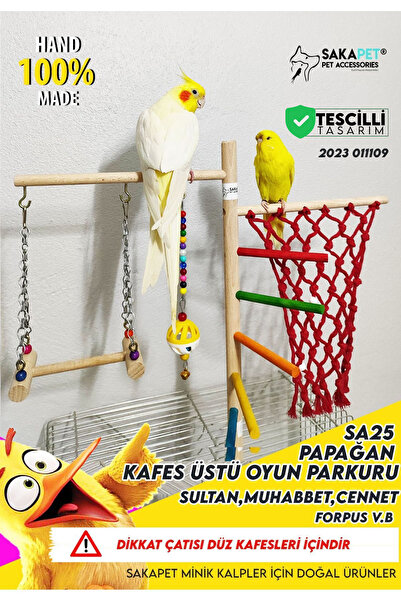 SAKAPET Sultan Papağanı Kafes Üstü Dev Kuş Eğlence Platformu SA25