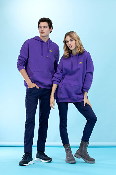 U.S. Polo Assn. سويت شيرت بقلنسوة أرجواني كبير الحجم - 50276088 -VR038