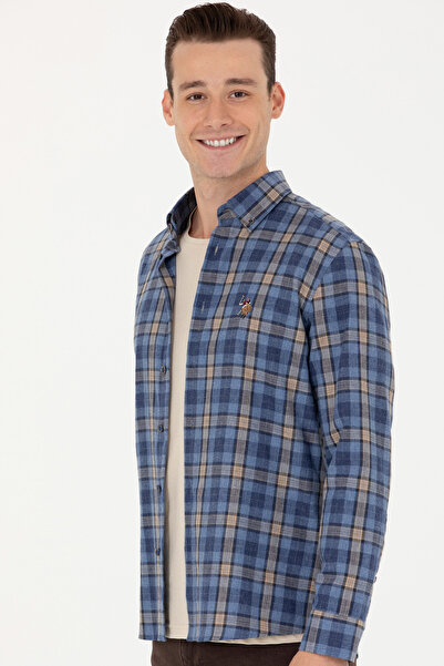 U.S. Polo Assn. Ανδρικό μπλε μακρυμάνικο πουκάμισο 50279517 -VR036