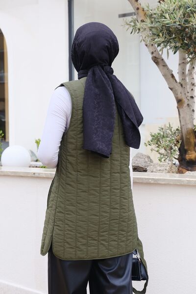 LOCCO Haki Green Лека дамска жилетка - с връзки в талията