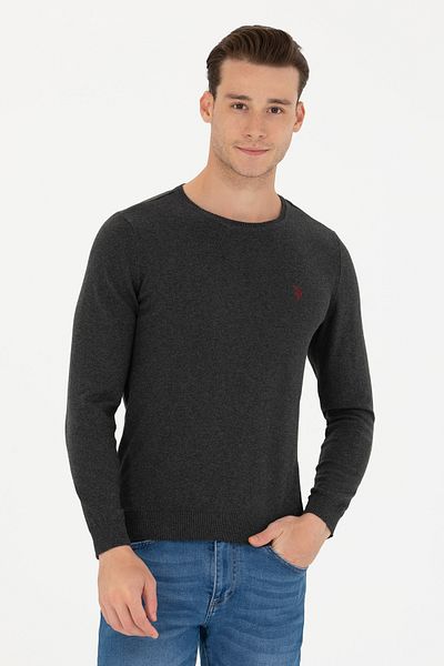 U.S. Polo Assn. Men's Anthracite Melange Basic Sweater 50275848 -Vr081