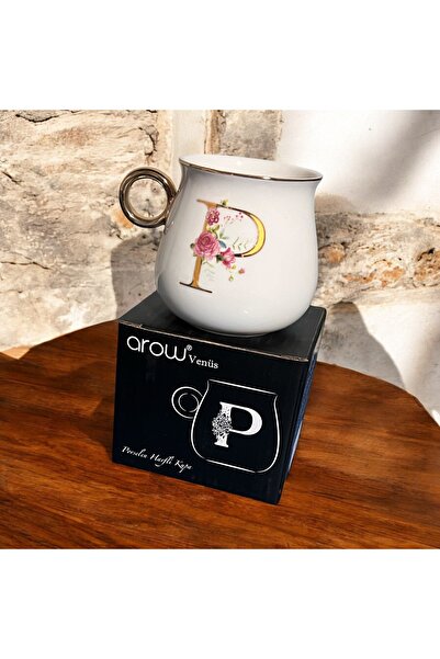 GUNES ZUCCACIYE PORSELEN HARFLİ KUPA 180 ML P HARF