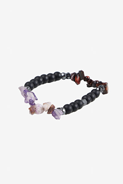 ALTINYILDIZ CLASSICS Men's Black Natural Stone Bead Bracelet