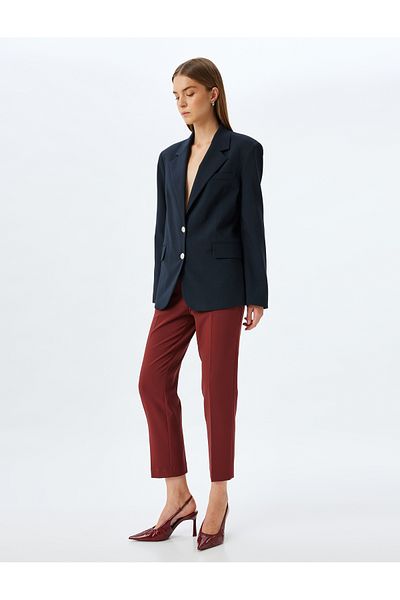 Koton Pantaloni din țesătură pentru țigări cu talie înaltă, slim fit, cu buzunare