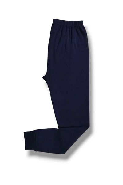 Senar Winter Navy Blue Color Ribbed Netted Leggings Ribbed Fabric Soft Underwear with Cuff