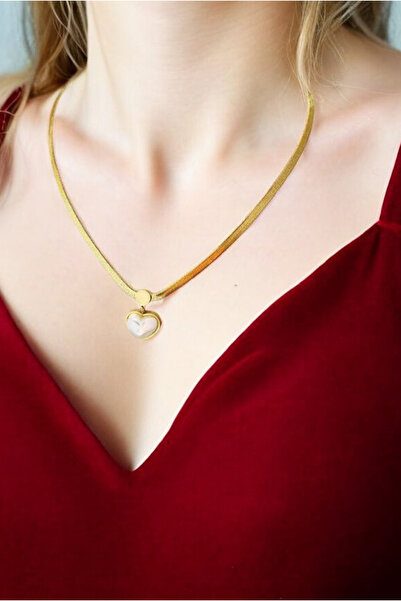 Happy Vibes Aşkı Yakalayın Paslanmaz Çelik Inci Görünümlü Kalpli Kolye Italya...