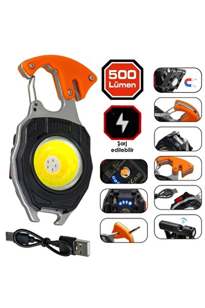 YCL Şarjlı 15w Cob Ledli Şarjlı Çakmaklıklı Anahtarlık Kamp Feneri