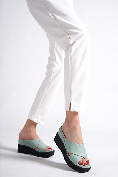 Taran Emma Women's Slippers - Stylish, Comfortable Wedge Heel and Cross Detail