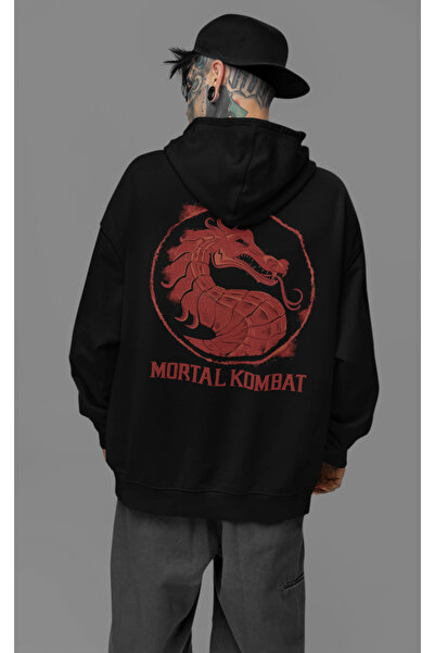 SEVBANO Mortal Kombat Yazılı Unisex Oversize Anime Karakter Hoodie