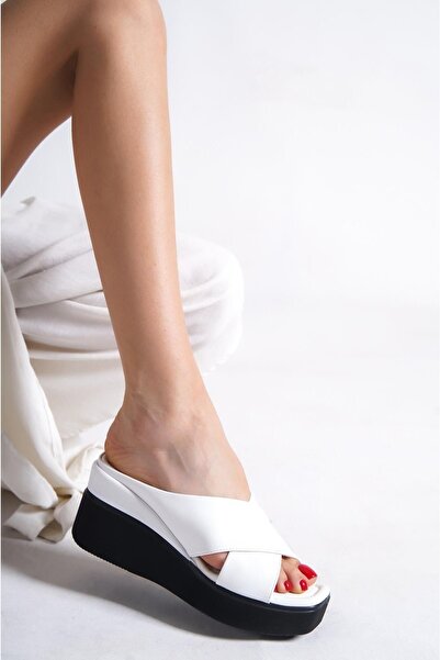 Taran Emma Women's Slippers - Stylish, Comfortable Wedge Heel and Cross Detail