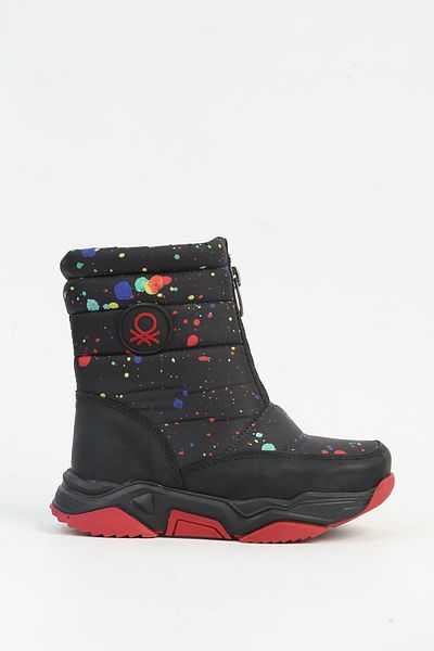 Benetton Black Red Children's Boots - Bn-50125