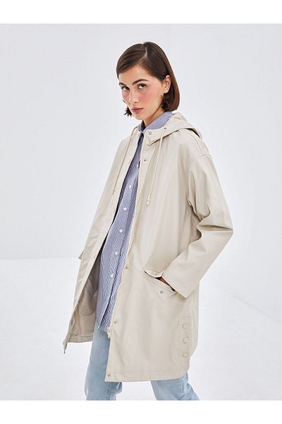 LC Waikiki LCW Women's Hooded Plain Raincoat
