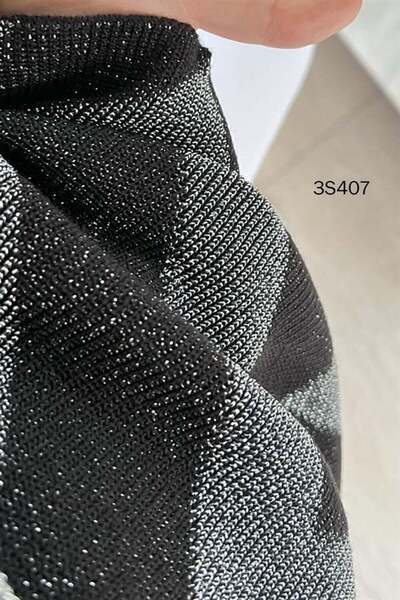 İnce Topuk Glittery Zigzag Patterned Knitwear BlouSe - 3S407