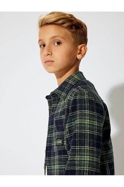 Koton Lumberjack Shirt - Double Cover, Pocket, Long Sleeve