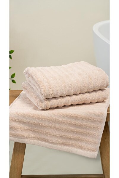 Bluenity Alegra 2-Piece Cotton Hand/Face Towel Set - 50X90 cm Beige