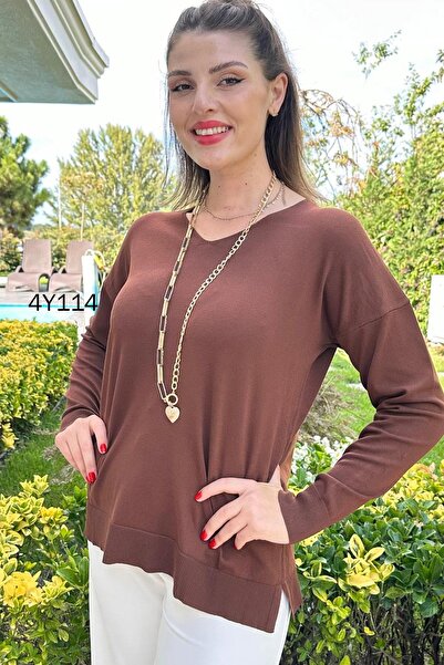 İnce Topuk V-neck Knitwear Blouse - 4Y114 Model