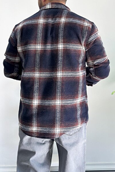 Edwox Синя чоловіча сорочка лісоруба - стандартний крій Edw199