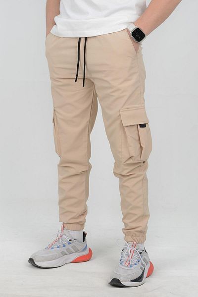 Edwox Ανδρικό Slim Fit Pocket Λεπτό αθλητικό παντελόνι με ελαστική μέση και πόδι Beige Edw071