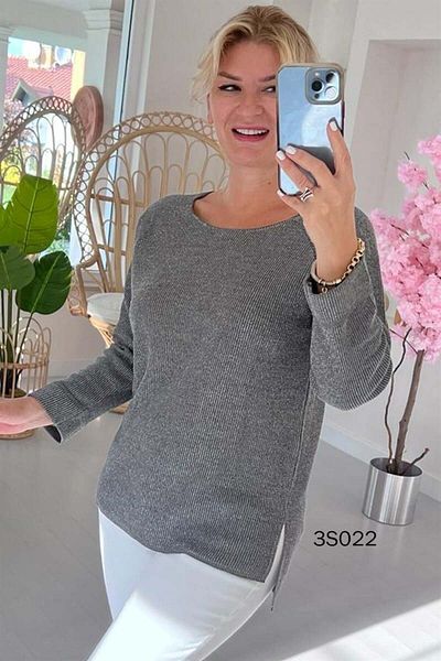 İnce Topuk Glittery Double Sleeve Knitwear Blouse - 3s022