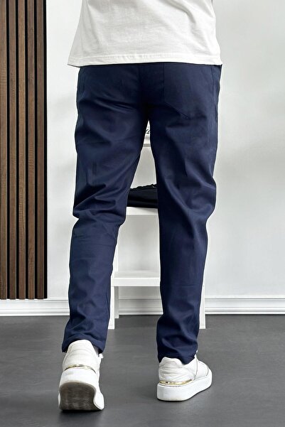 Edwox Чоловічі тонкі лляні штани Slim Fit, темно-сині Edw114