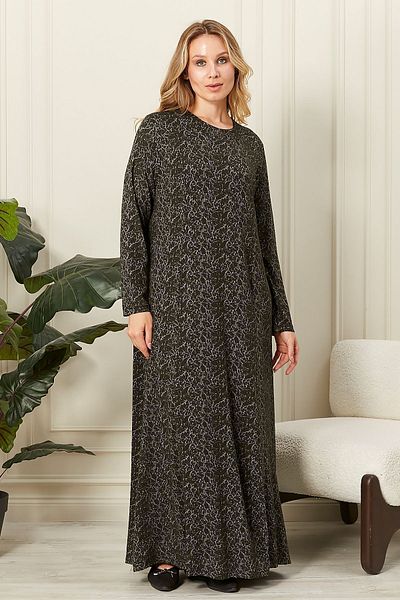 Ferace Plus Size Jacquard Hijab Mother's Dress