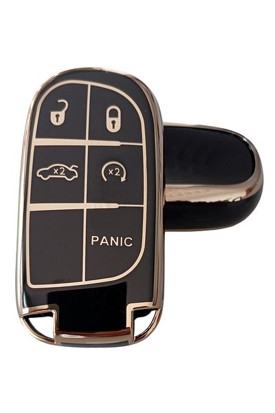 Kasey Jeep Compass Renegade Dodge Chrysler - Compatible Smart Remote and Case, Auto Keychain, Black Gold