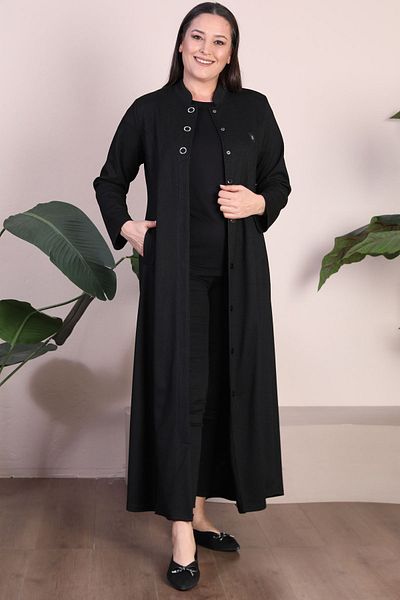 Ferace Γυναικείο παλτό Hijab Plus Size 3 με κουμπιά