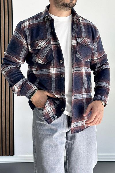 Edwox Мъжка тъмносиня риза Lumberjack - стандартна кройка Edw199