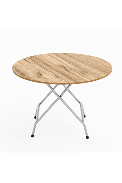 eportatif Katlanır Masa Yuvarlak Kırma Mutfak Masası 70 Çam 1459