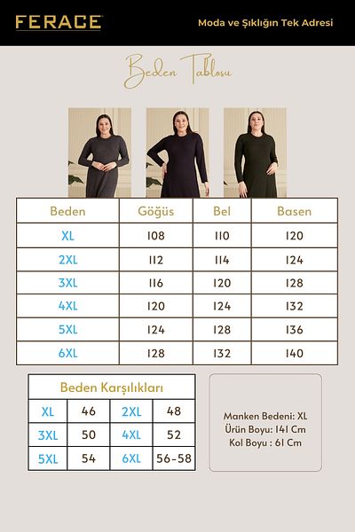 Ferace Plus Size Jacquard Hijab Mother's Dress