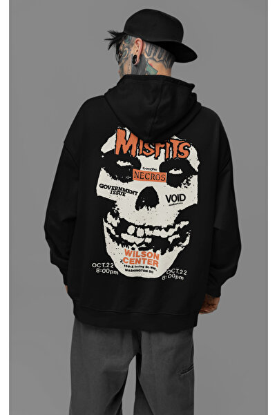 SEVBANO Μουσικό συγκρότημα Misfits Printed Unisex Oversize Rock Metal Hoodie