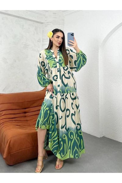 Cardella Μπαλόνι μανίκι βισκόζη χιτζάμπ φόρεμα - Φαρδιά φουσκωμένη κοπή