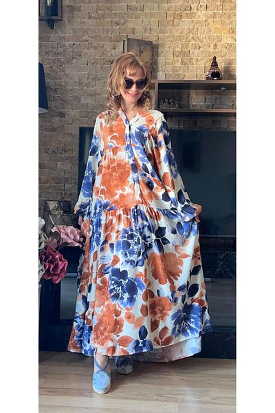 Cardella Μπαλόνι μανίκι βισκόζη χιτζάμπ φόρεμα - Φαρδιά φουσκωμένη κοπή