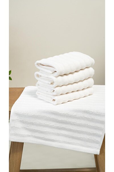 Bluenity 4'lü Alegra %100 Doğal Pamuklu Misafir Banyo / Mutfak Havlu Seti - 3...