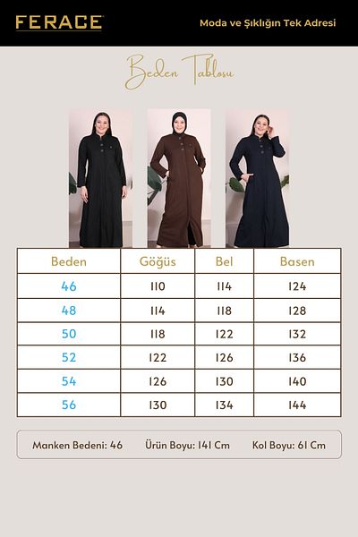 Ferace Γυναικείο παλτό Hijab Plus Size 3 με κουμπιά