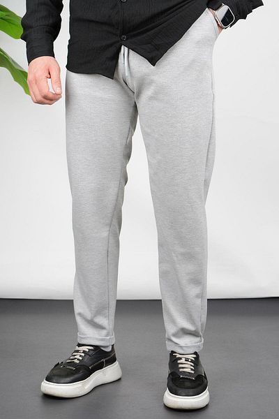 Edwox Pantaloni de jogging pentru bărbați, cu două picioare, cu talie elastică, cu ajustare relaxată, gri Edw036
