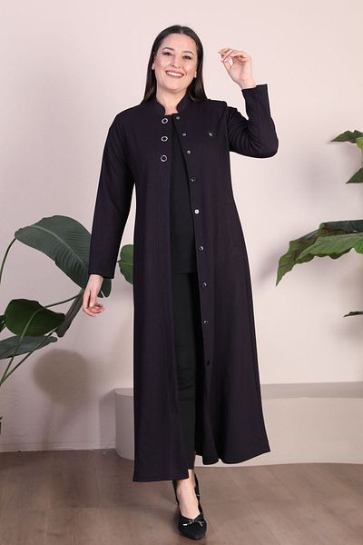 Ferace Γυναικείο παλτό Hijab Plus Size 3 με κουμπιά