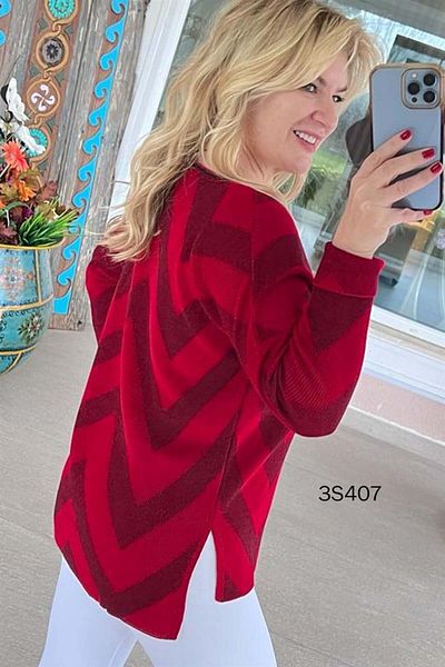 İnce Topuk Glittery Zigzag Patterned Knitwear BlouSe - 3S407