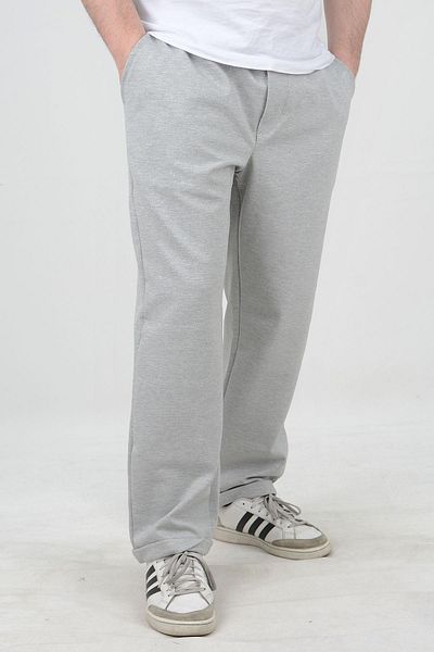 Edwox Men's Gray Jogger Pants - Plus Size, Double Legs, Elastic Waist, Relax Fit, Oversize Edw037