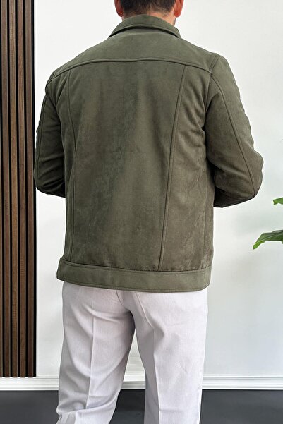 Edwox Ανδρικό μπουφάν Nubuck με λεπτή εφαρμογή με τσέπες πράσινο Edw081