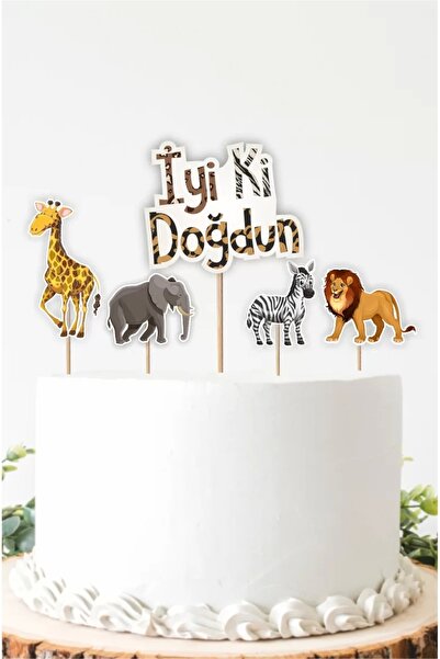 neşeli günlerim Στολίδι για τούρτα γενεθλίων Safari **χοντρό χαρτί