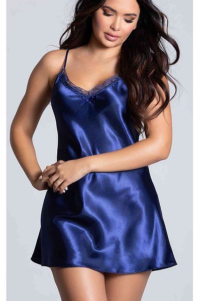 Merry See Κοντή σατέν φανταχτερή babydoll Navy Blue
