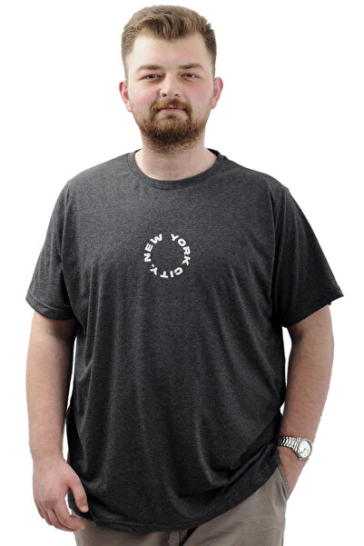 ModeXL Ανδρικό μπλουζάκι από βαμβακερό εμπριμέ - Crew Neck, Mode XL, New York U24081 Anrtamelange