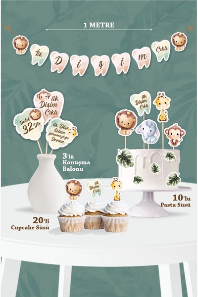 neşeli günlerim İlk Dişim Çıktı Baby Safari Temalı - Diş Buğdayı Seti