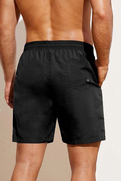 Angelsin Basic-Badeanzug für Herren in Standardgröße mit Taschen, Badeshorts