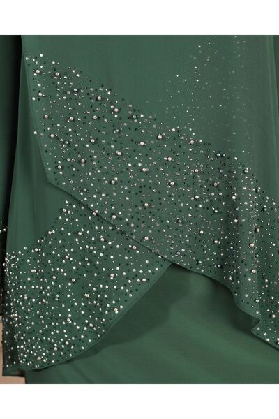 Ferace Γυναικεία Ρούχα Hijab Βραδινό Φόρεμα Hijab Rhinestone Siphon Hijab Emerald Green