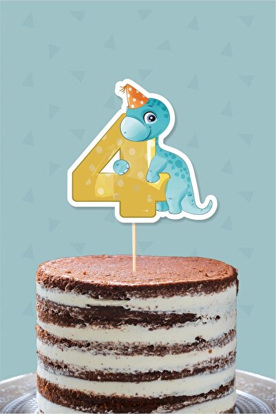 neşeli günlerim ديكور الكيك على شكل ديناصور للأطفال بعمر 4 سنوات *ورق سميك