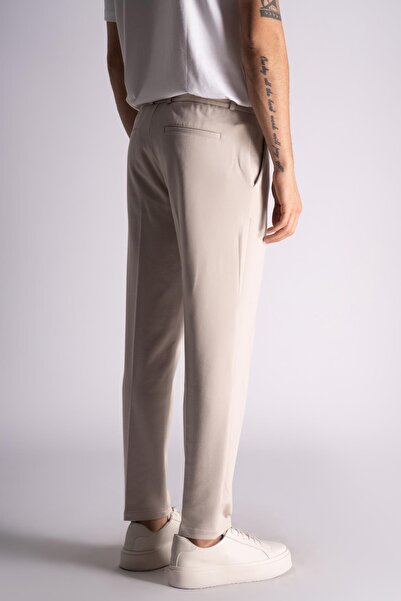 BRACCAS Μισό ελαστικό στη μέση Slim Fit Chino Crop Pantalon Ανοιχτό Μπεζ