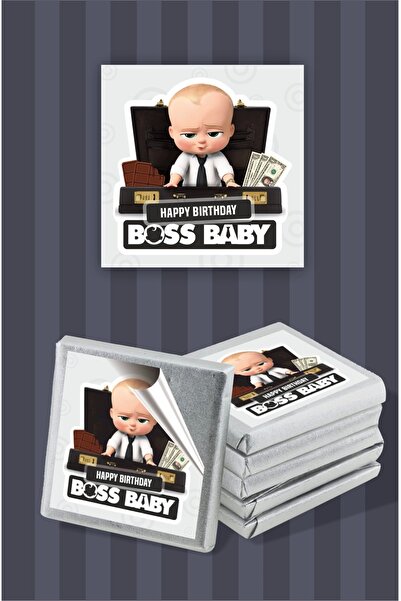 neşeli günlerim Patron Bebek Boss Baby Temalı Çikolata Etiketi * Sticker * 60 Adet 4x4 Cm